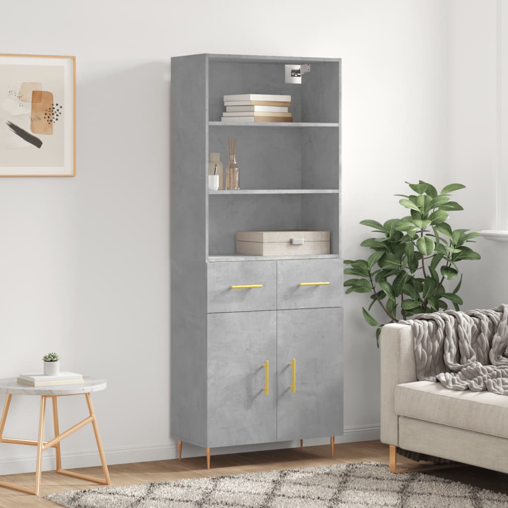 Highboard Concrete Grey 69,5x34x180 cm Engineered Wood