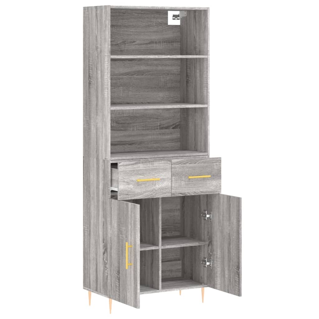 Highboard Grey Sonoma 69,5x34x180 cm Engineered Wood