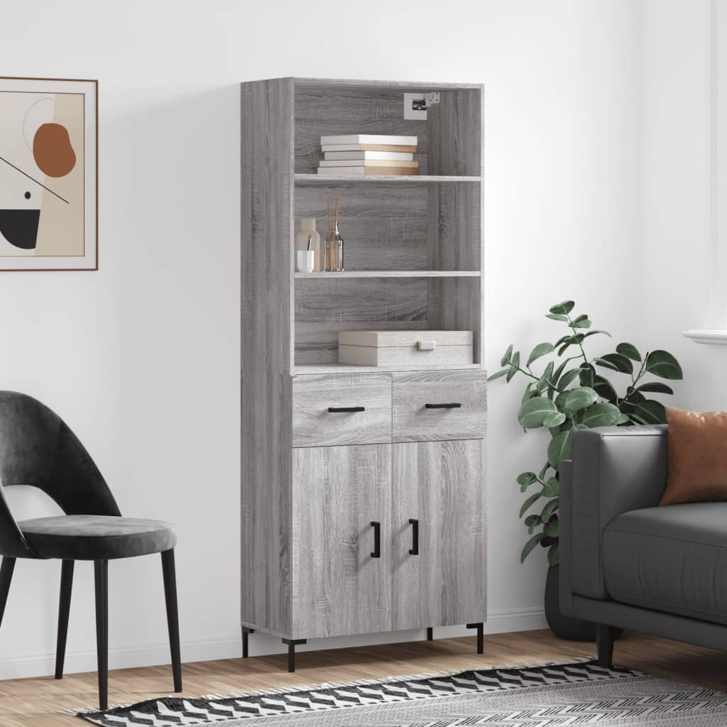 Highboard Grey Sonoma 69,5x34x180 cm Engineered Wood