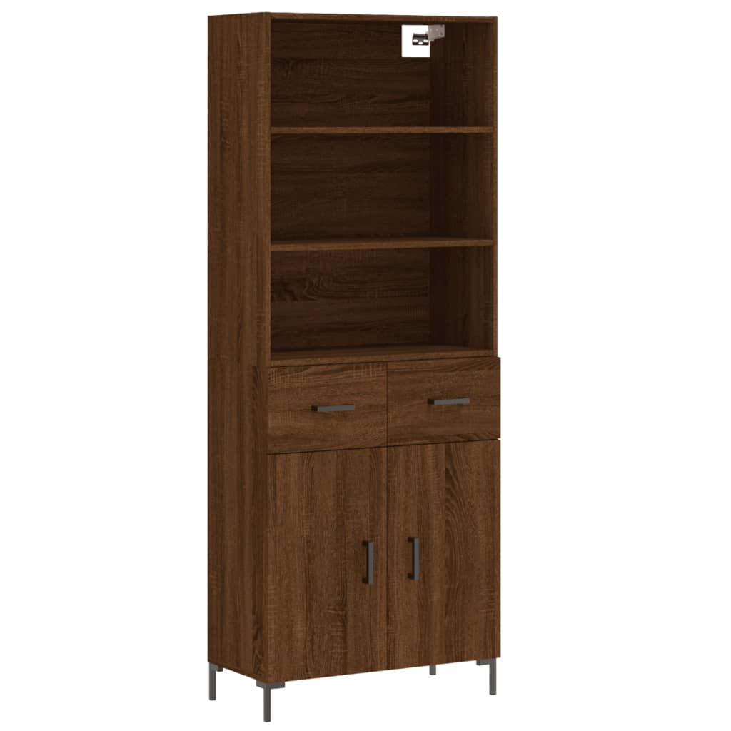 vidaXL Highboard Brown Oak 69.5x34x180 cm Engineered Wood