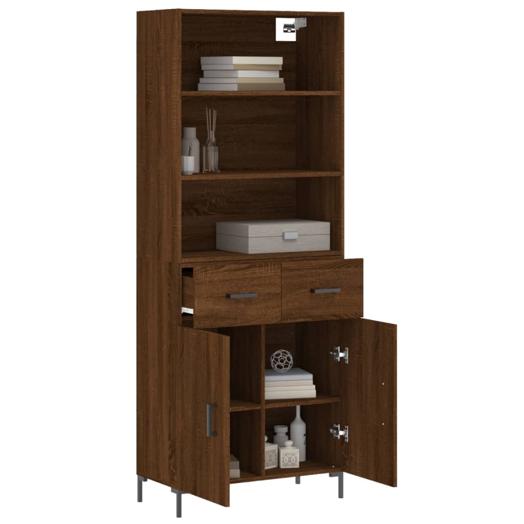 vidaXL Highboard Brown Oak 69.5x34x180 cm Engineered Wood