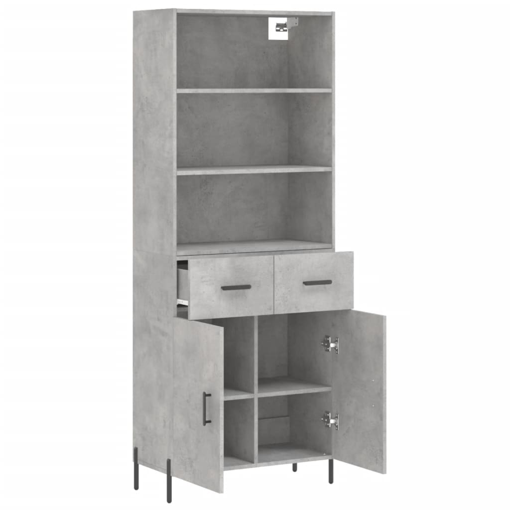 Highboard Concrete Grey 69,5x34x180 cm Engineered Wood
