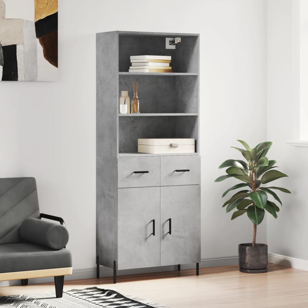 Highboard Concrete Grey 69,5x34x180 cm Engineered Wood