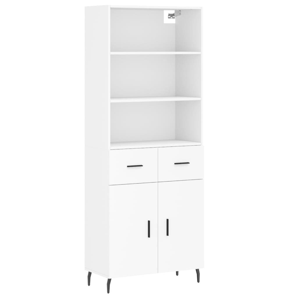 Highboard White 69,5x34x180 cm Engineered Wood