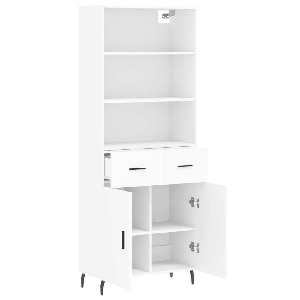 Highboard White 69,5x34x180 cm Engineered Wood