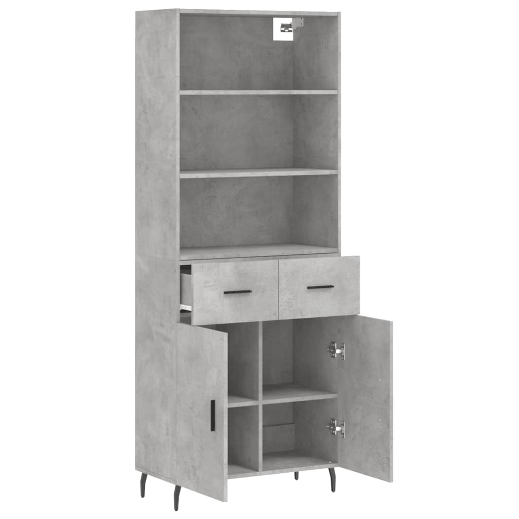 Highboard Concrete Grey 69,5x34x180 cm Engineered Wood
