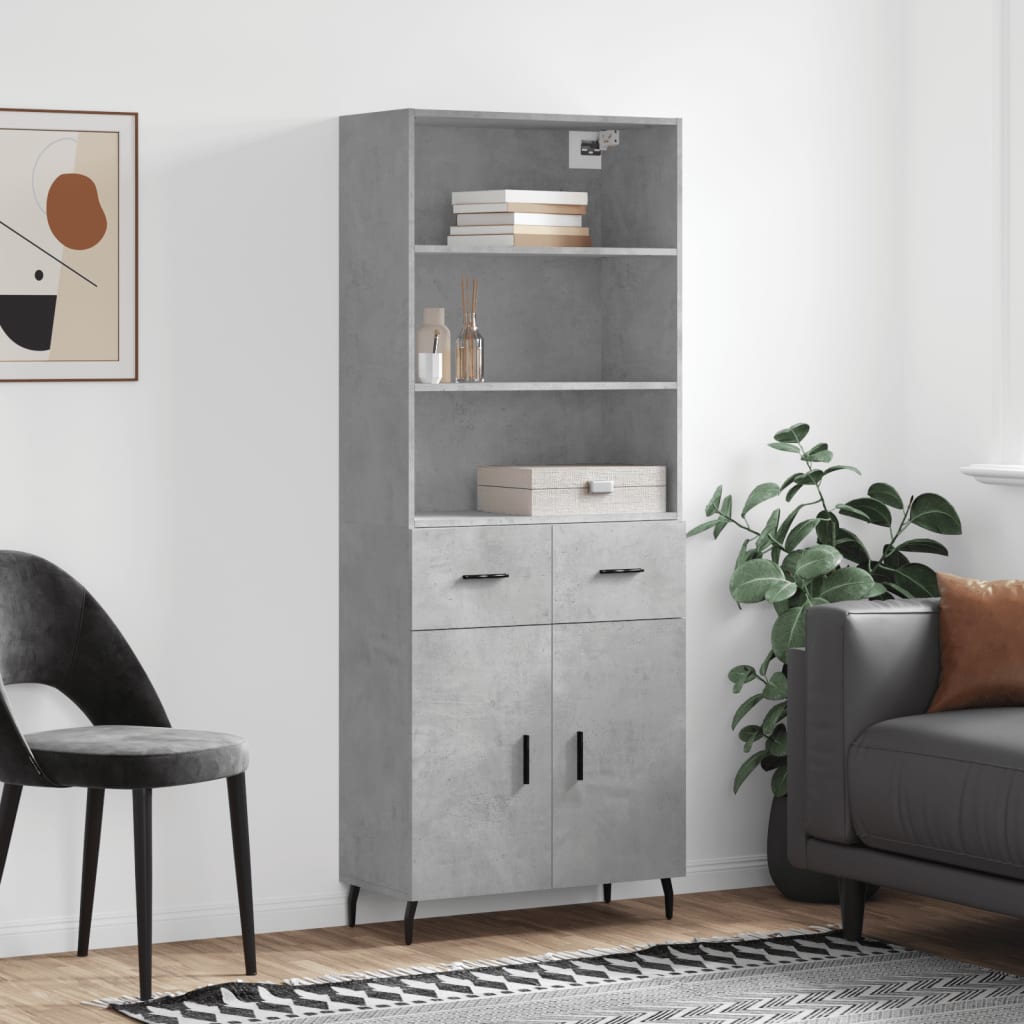 Highboard Concrete Grey 69,5x34x180 cm Engineered Wood