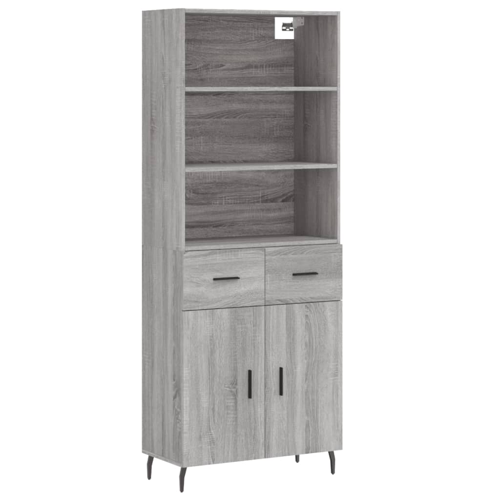Highboard Grey Sonoma 69,5x34x180 cm Engineered Wood