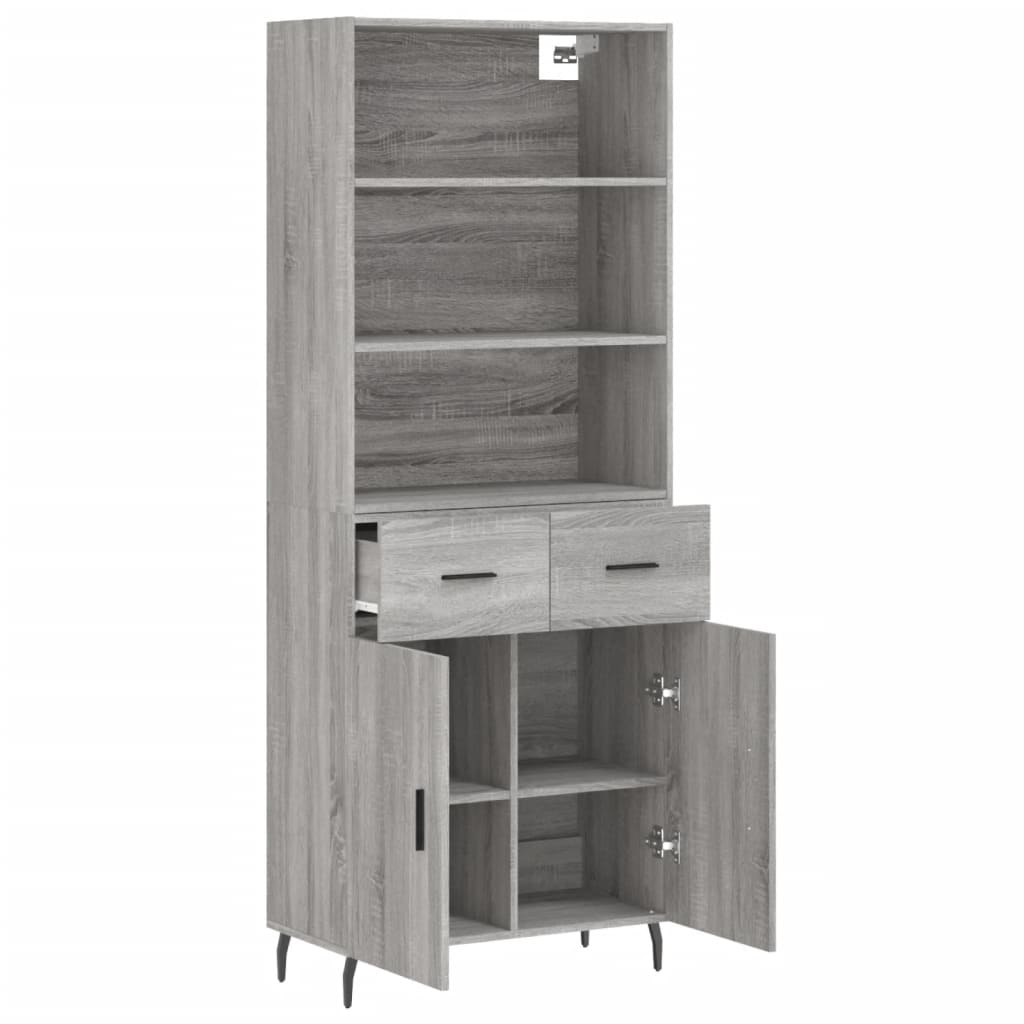Highboard Grey Sonoma 69,5x34x180 cm Engineered Wood