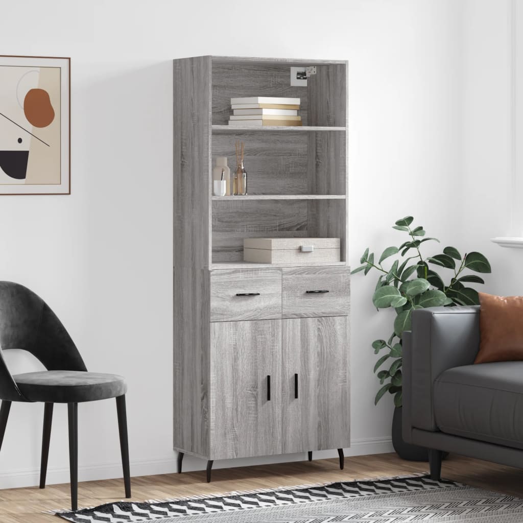 Highboard Grey Sonoma 69,5x34x180 cm Engineered Wood