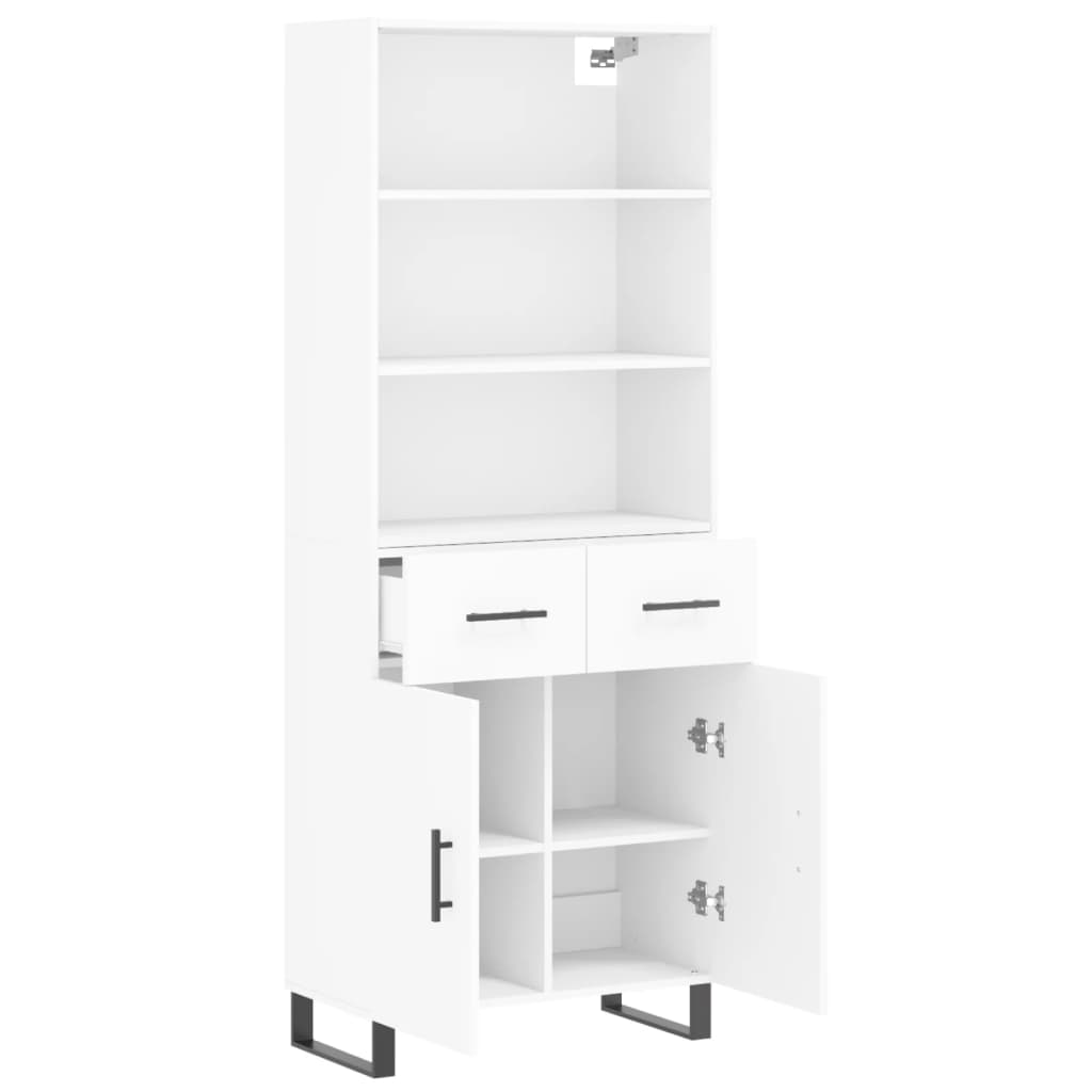 Highboard White 69,5x34x180 cm Engineered Wood