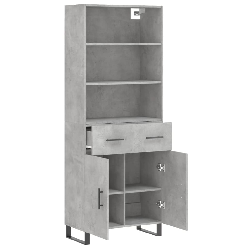Highboard Concrete Grey 69,5x34x180 cm Engineered Wood