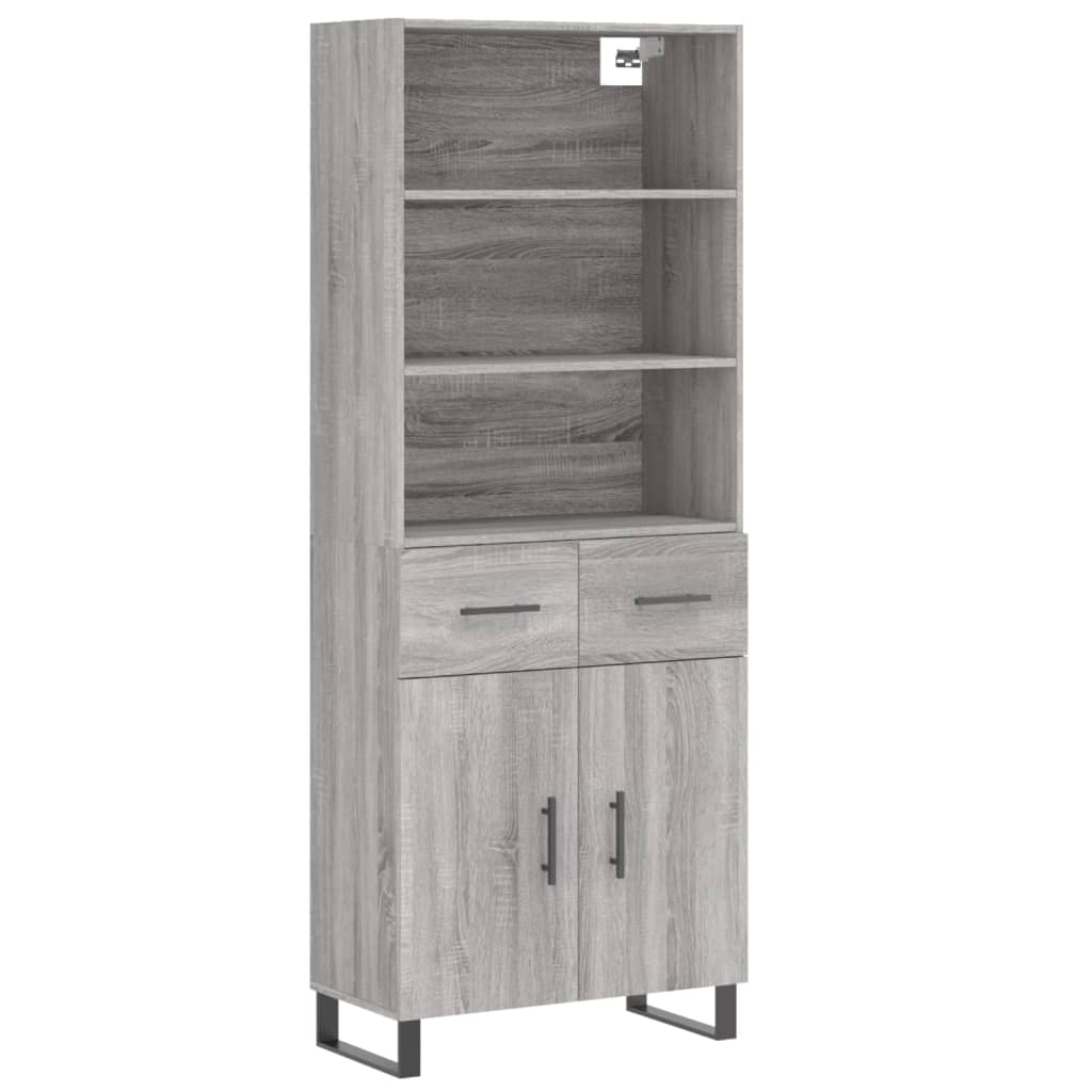 Highboard Grey Sonoma 69,5x34x180 cm Engineered Wood