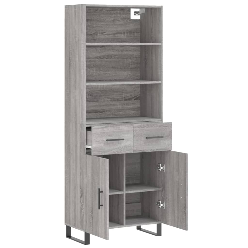 Highboard Grey Sonoma 69,5x34x180 cm Engineered Wood