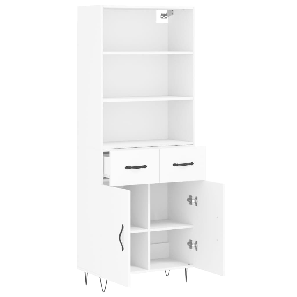 Highboard White 69,5x34x180 cm Engineered Wood