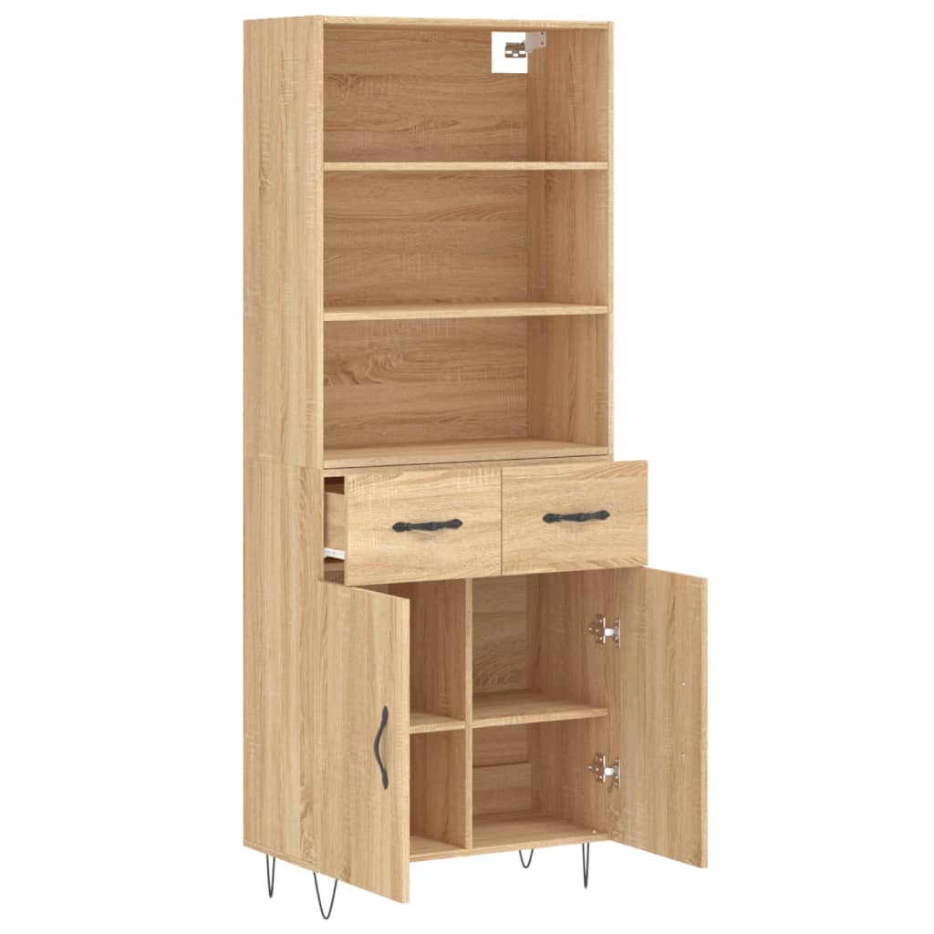 vidaXL Highboard Sonoma Oak 69.5x34x180 cm Engineered Wood