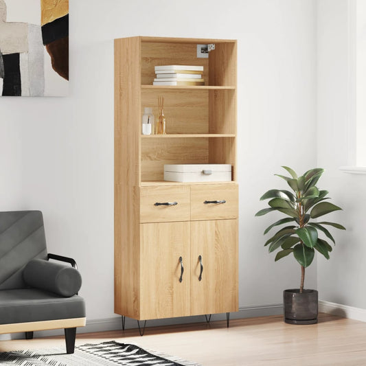 vidaXL Highboard Sonoma Oak 69.5x34x180 cm Engineered Wood