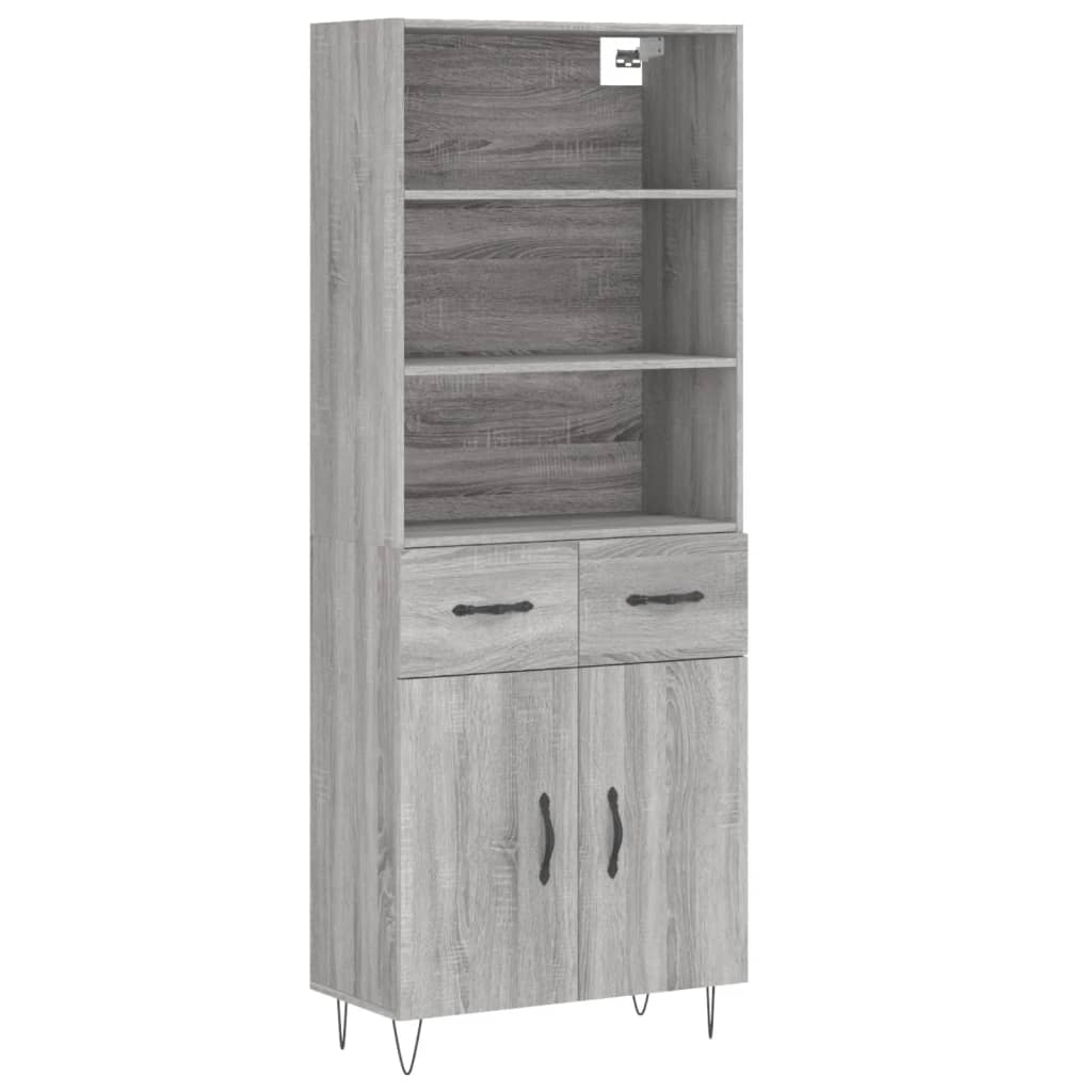 Highboard Grey Sonoma 69,5x34x180 cm Engineered Wood