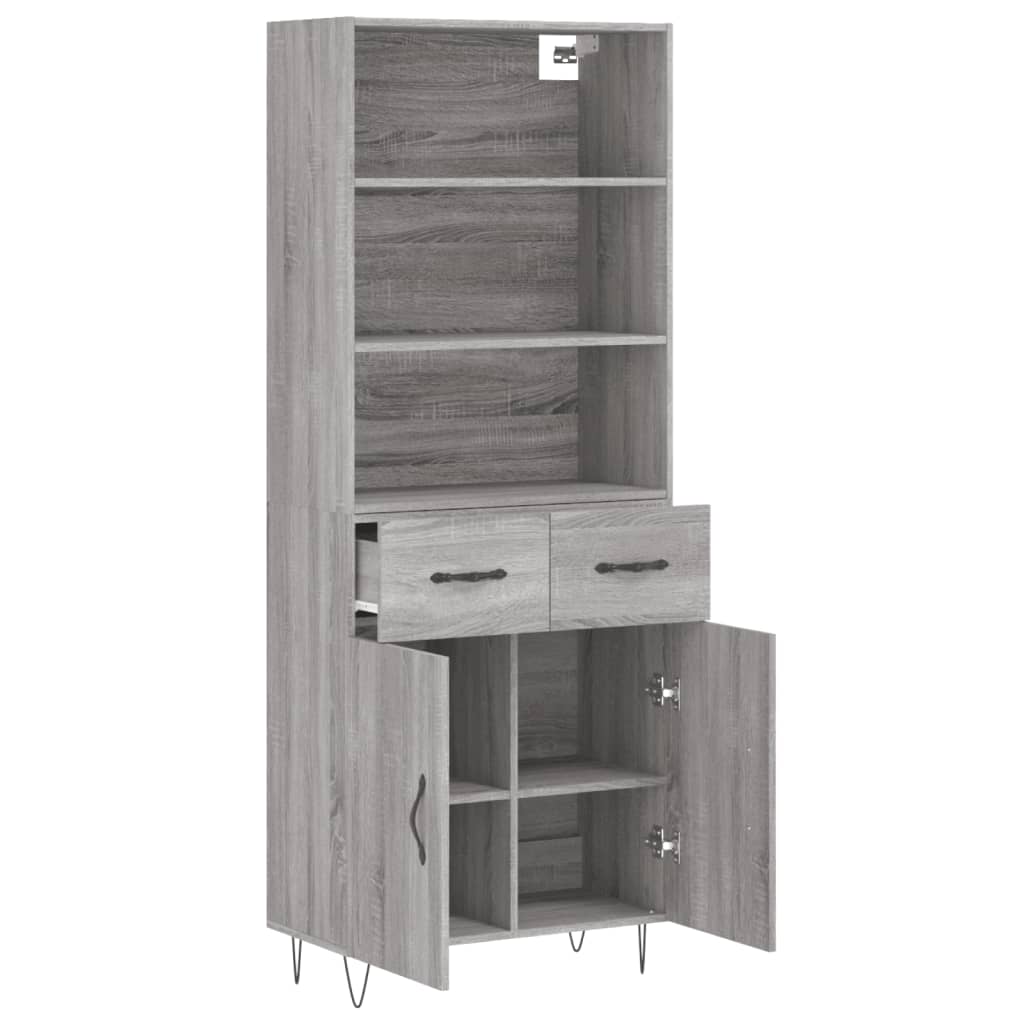 Highboard Grey Sonoma 69,5x34x180 cm Engineered Wood