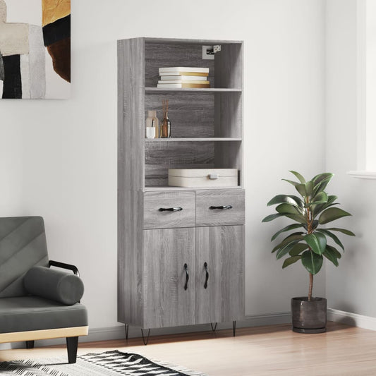 Highboard Grey Sonoma 69,5x34x180 cm Engineered Wood