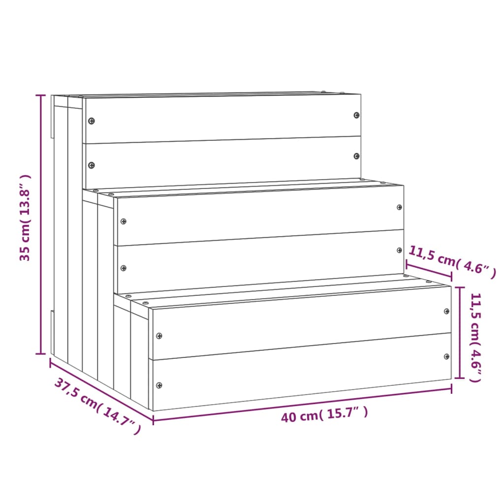 Pet Stair 40x37.5x35 cm Solid Wood Pine