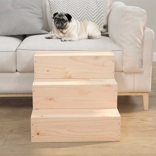 822461 vidaXL Pet Stair 40x37,5x35 cm Solid Wood Pine