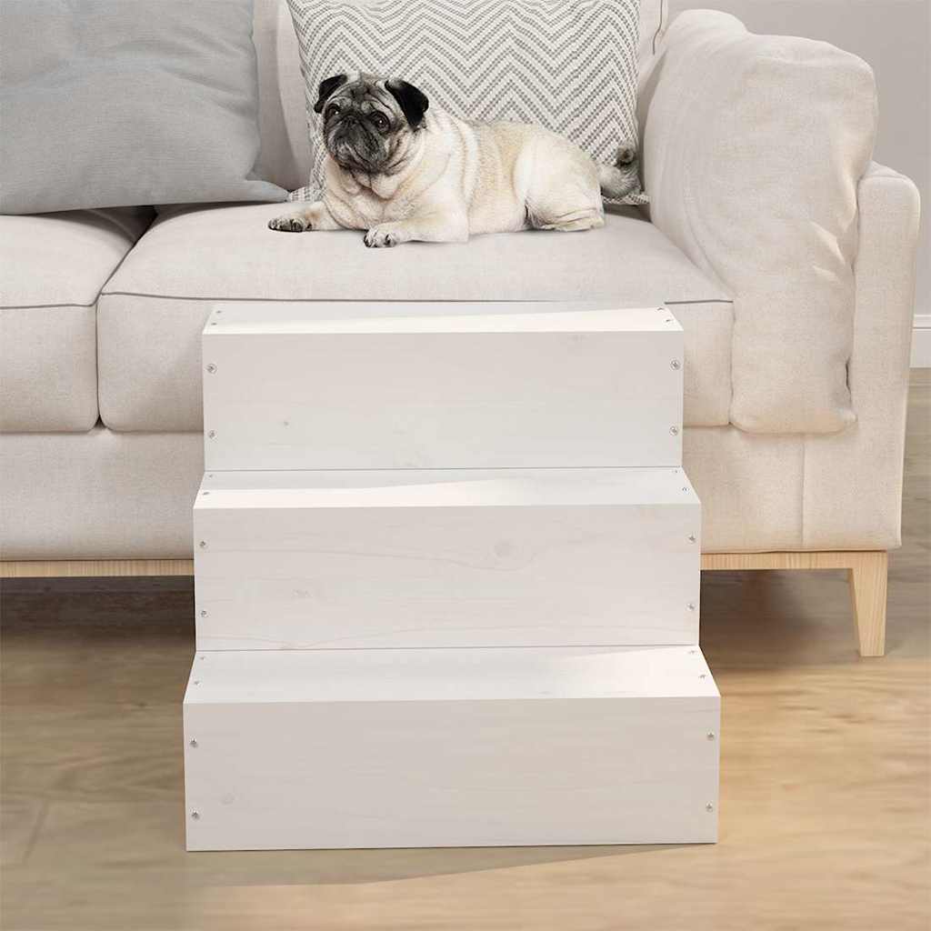 822462 vidaXL Pet Stair White 40x37,5x35 cm Solid Wood Pine