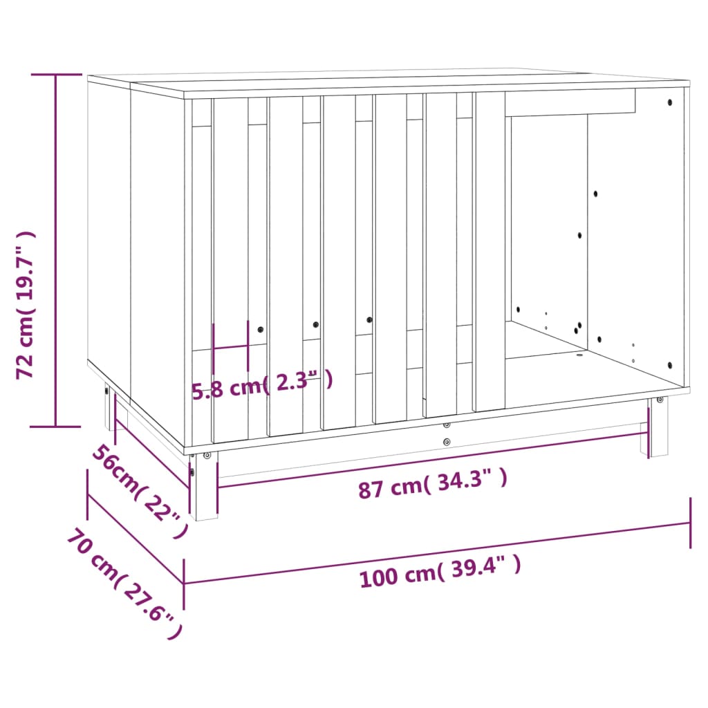 vidaXL Dog House White 100x70x72 cm Solid Wood Pine