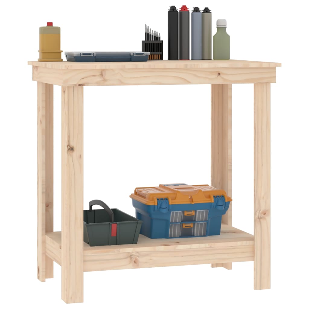 vidaXL Work Bench 80x50x80 cm Solid Wood Pine