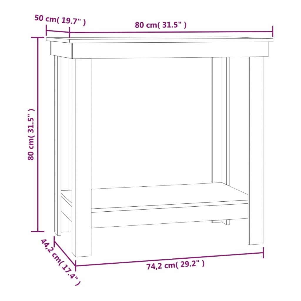 vidaXL Work Bench 80x50x80 cm Solid Wood Pine