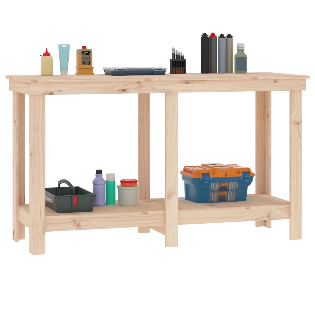 vidaXL Work Bench 140x50x80 cm Solid Wood Pine