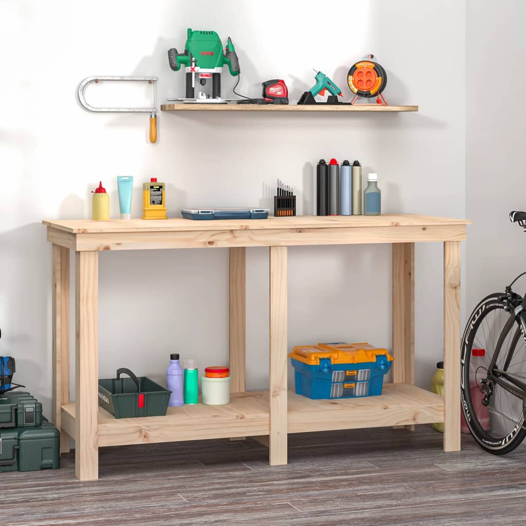 vidaXL Work Bench 140x50x80 cm Solid Wood Pine