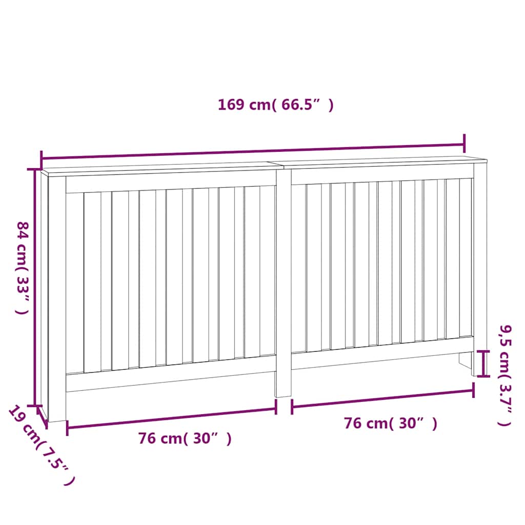 Radiator Cover 169x19x84 cm Solid Wood Pine