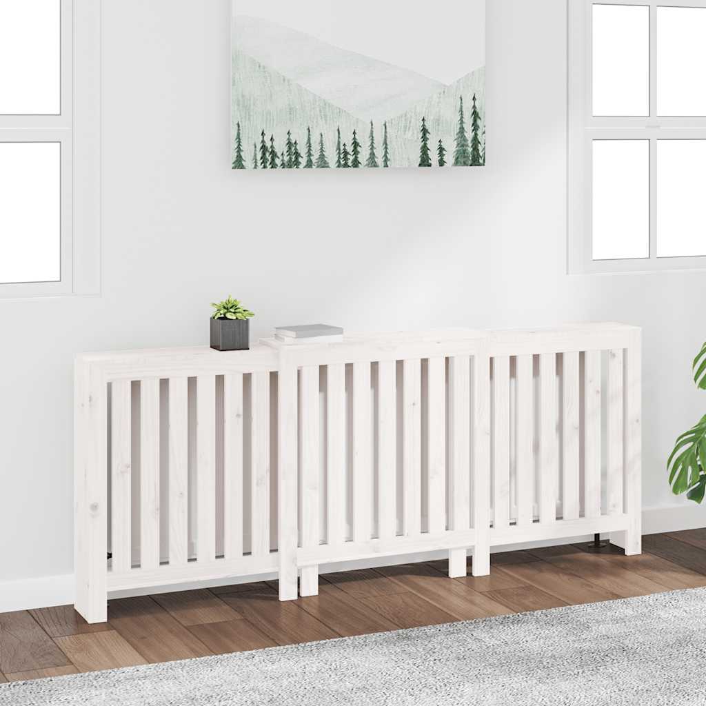 Radiator Cover White 210x21x85 cm Solid Wood Pine