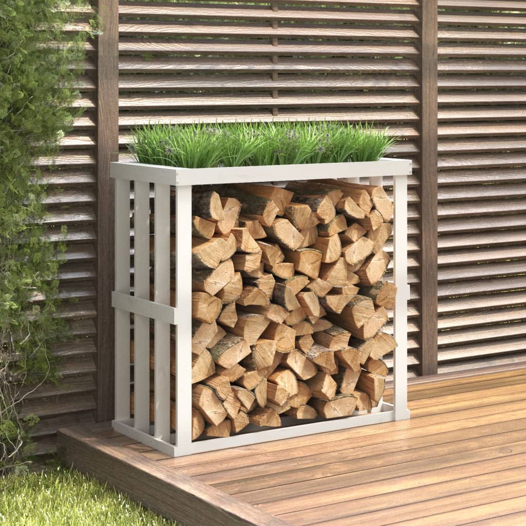 Outdoor Log Holder White 108x52x106 cm Solid Wood Pine