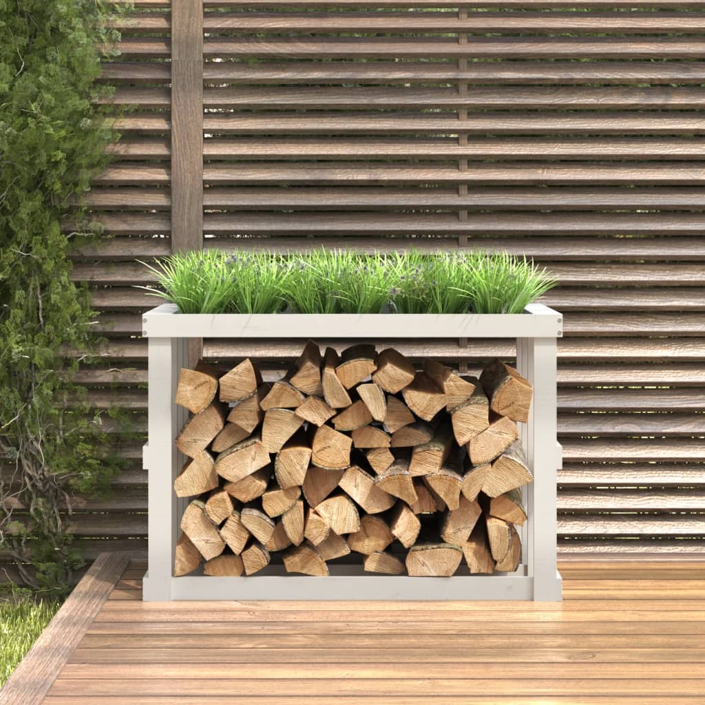 Outdoor Log Holder White 108x52x74 cm Solid Wood Pine