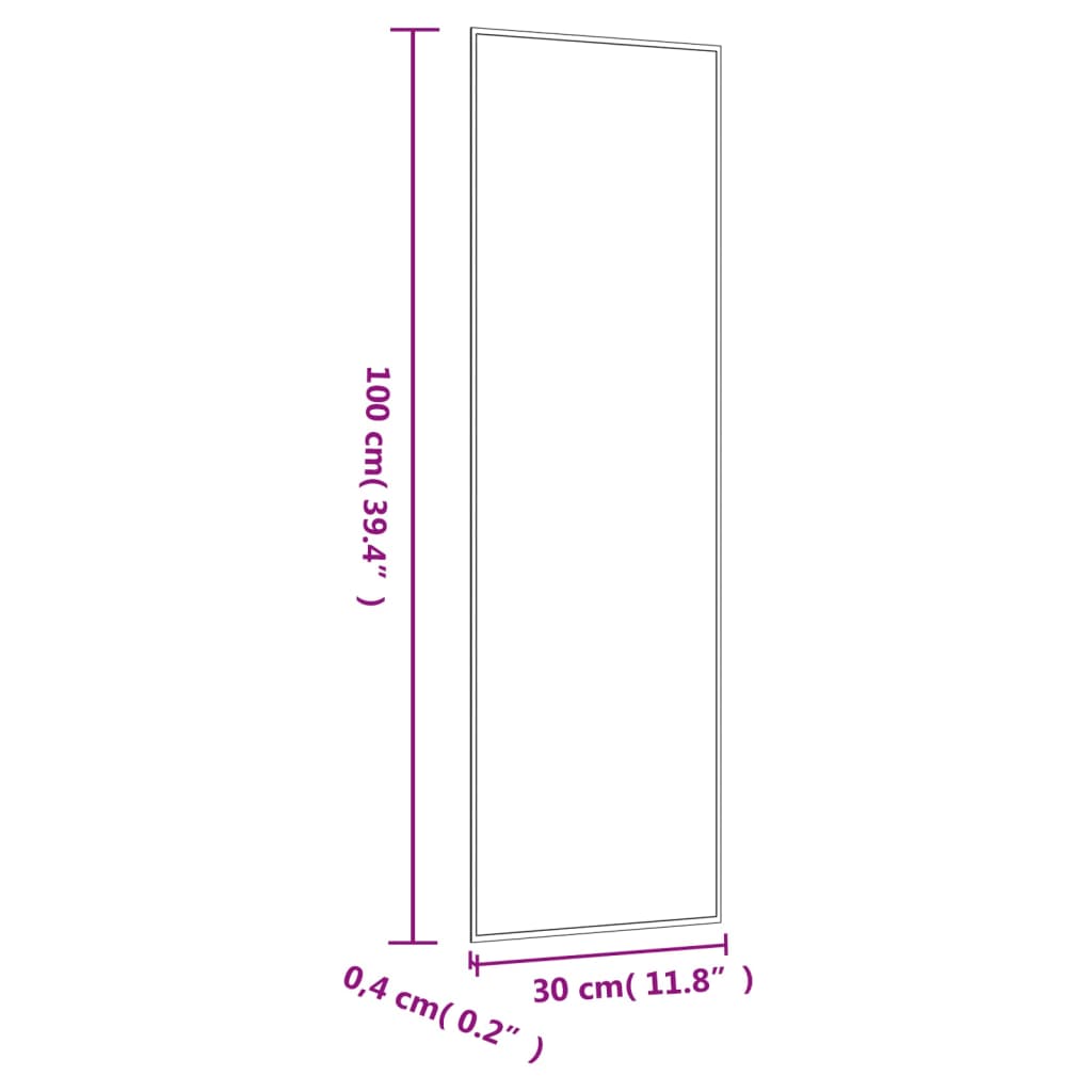 vidaXL Wall Mirror 30x100 cm Glass Rectangle