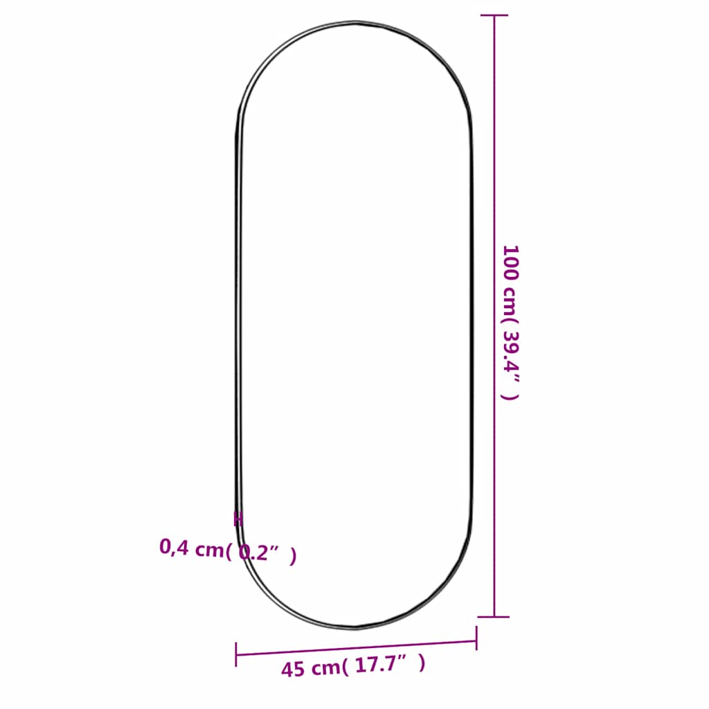 Wall Mirror | Transparent | Glass | 45 x 100 cm | Wall Mirror | Oval
