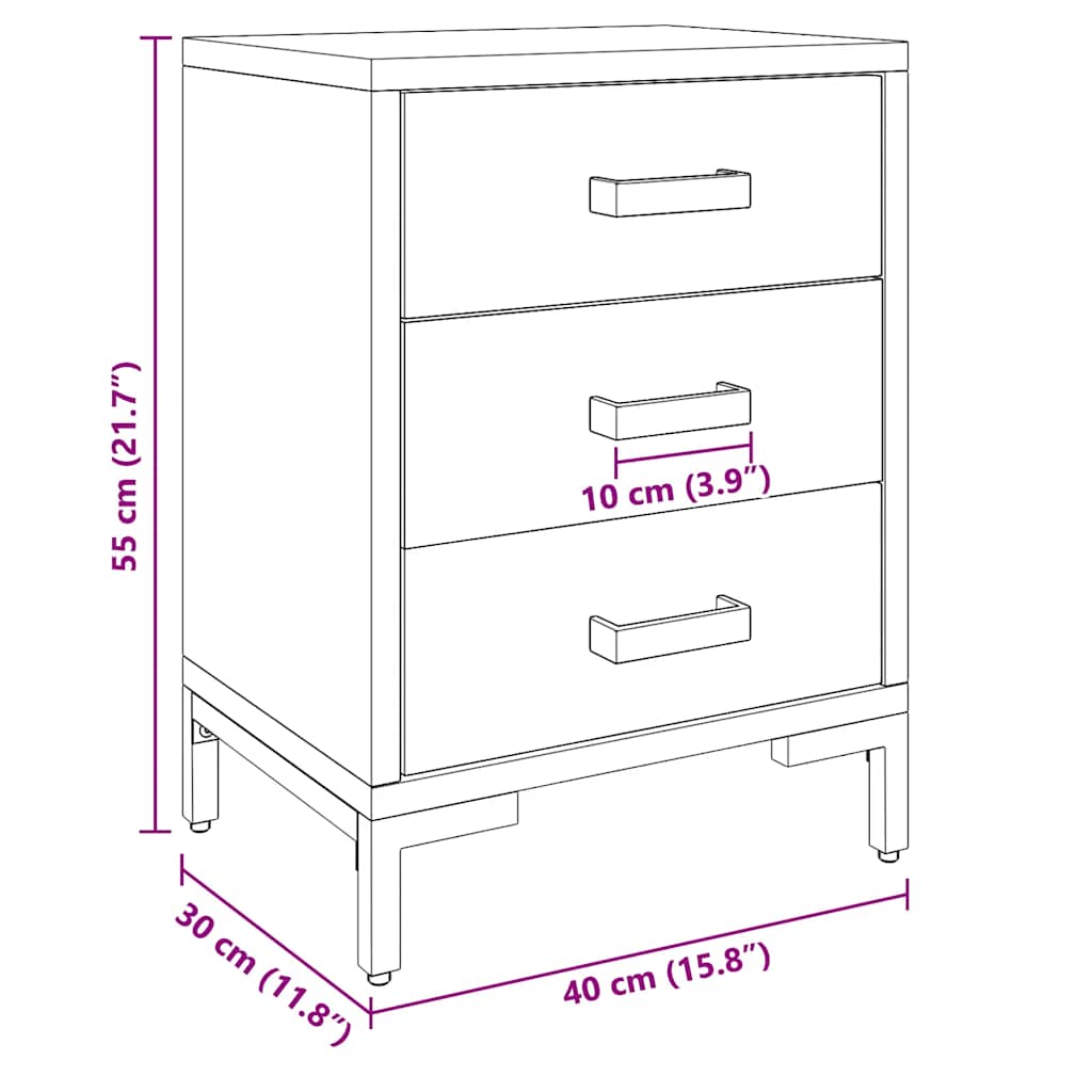 Bedside Cabinets 2 pcs 40x30x55 cm Solid Wood Pine