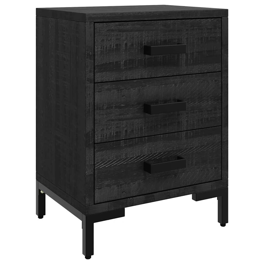 Bedside Cabinets 2 pcs Black 40x30x55 cm Solid Wood Pine