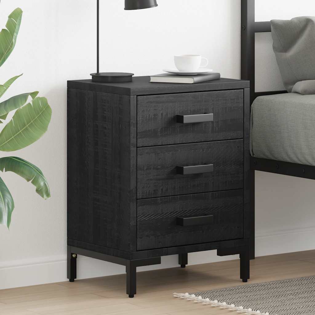 Bedside Cabinets 2 pcs Black 40x30x55 cm Solid Wood Pine