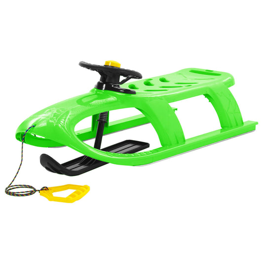 vidaXL Sledge with Wheel Green 102.5x40x23 cm Polypropylene