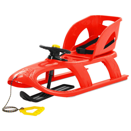 vidaXL Sledge with Seat and Wheel Red 102.5x40x23 cm Polypropylene