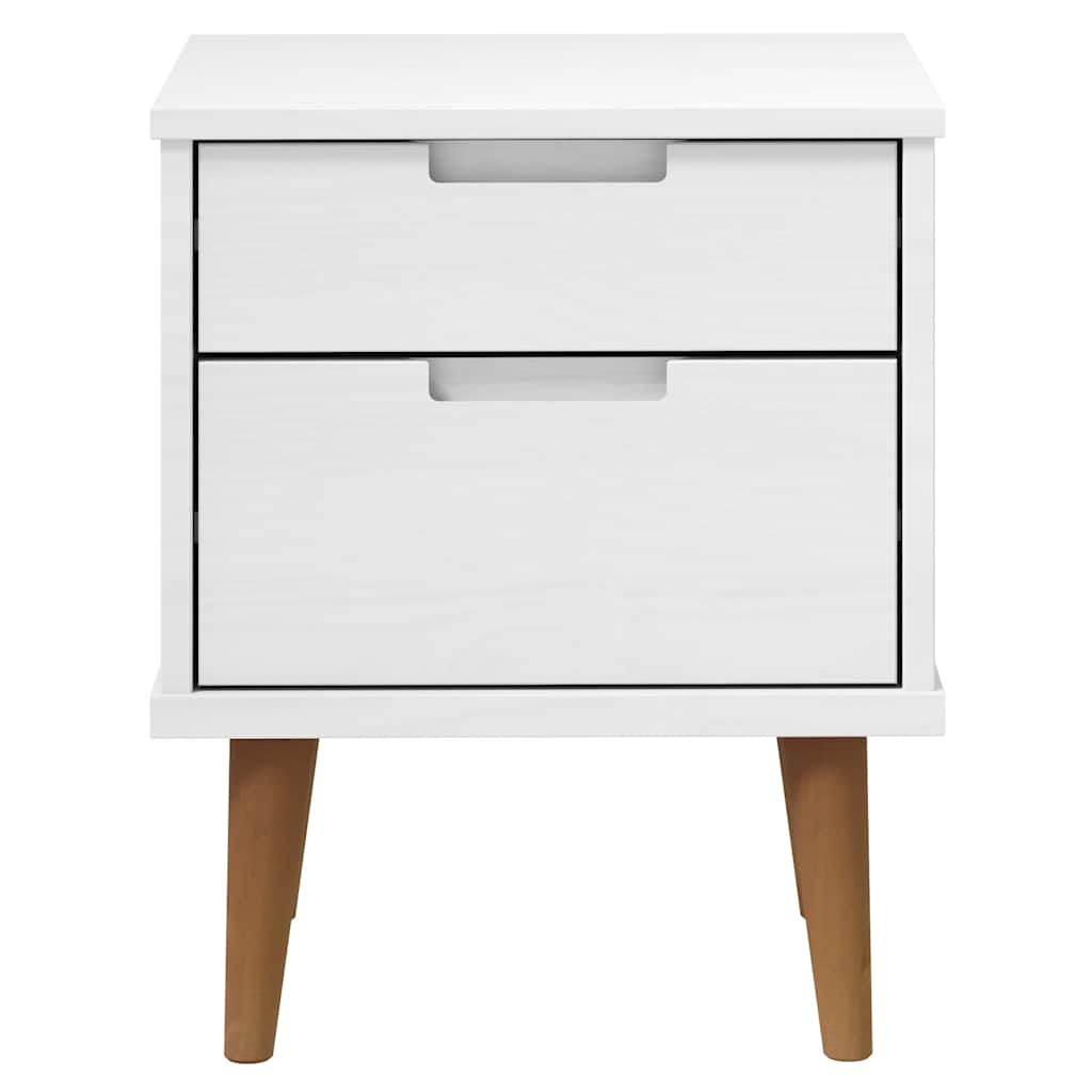 Bedside Cabinet MOLDE White 40x35x48 cm Solid Wood Pine