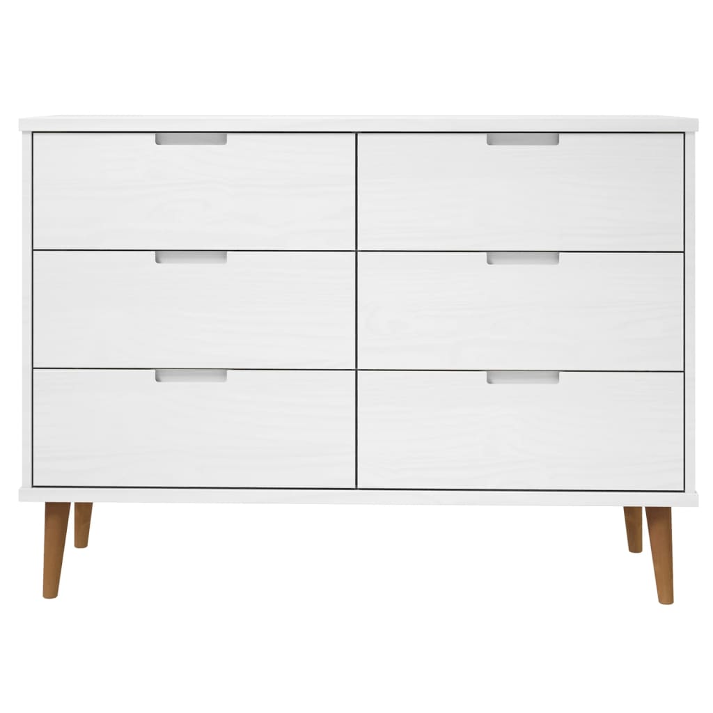 Drawer Cabinet MOLDE White 113x40x80 cm Solid Wood Pine