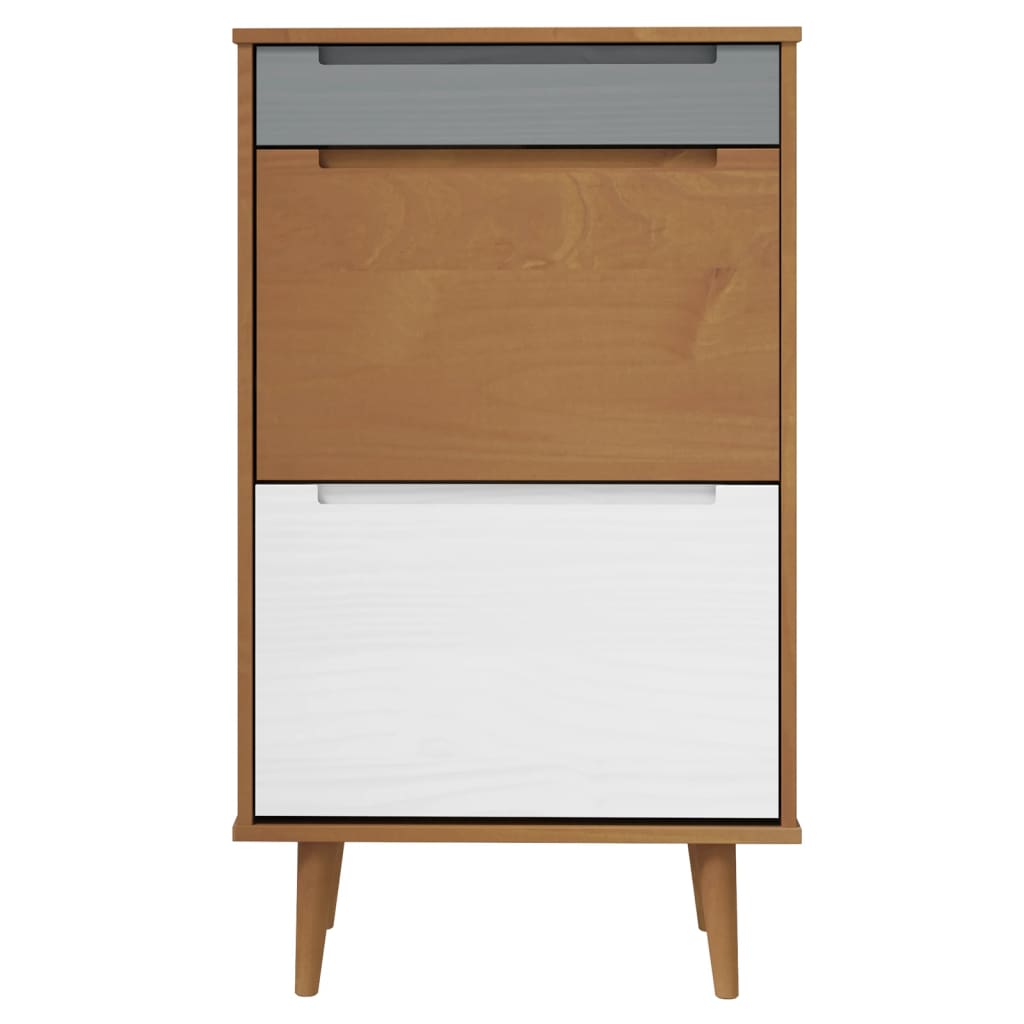 vidaXL Shoe Cabinet MOLDE Brown 59,5x35x103 cm Solid Wood Pine