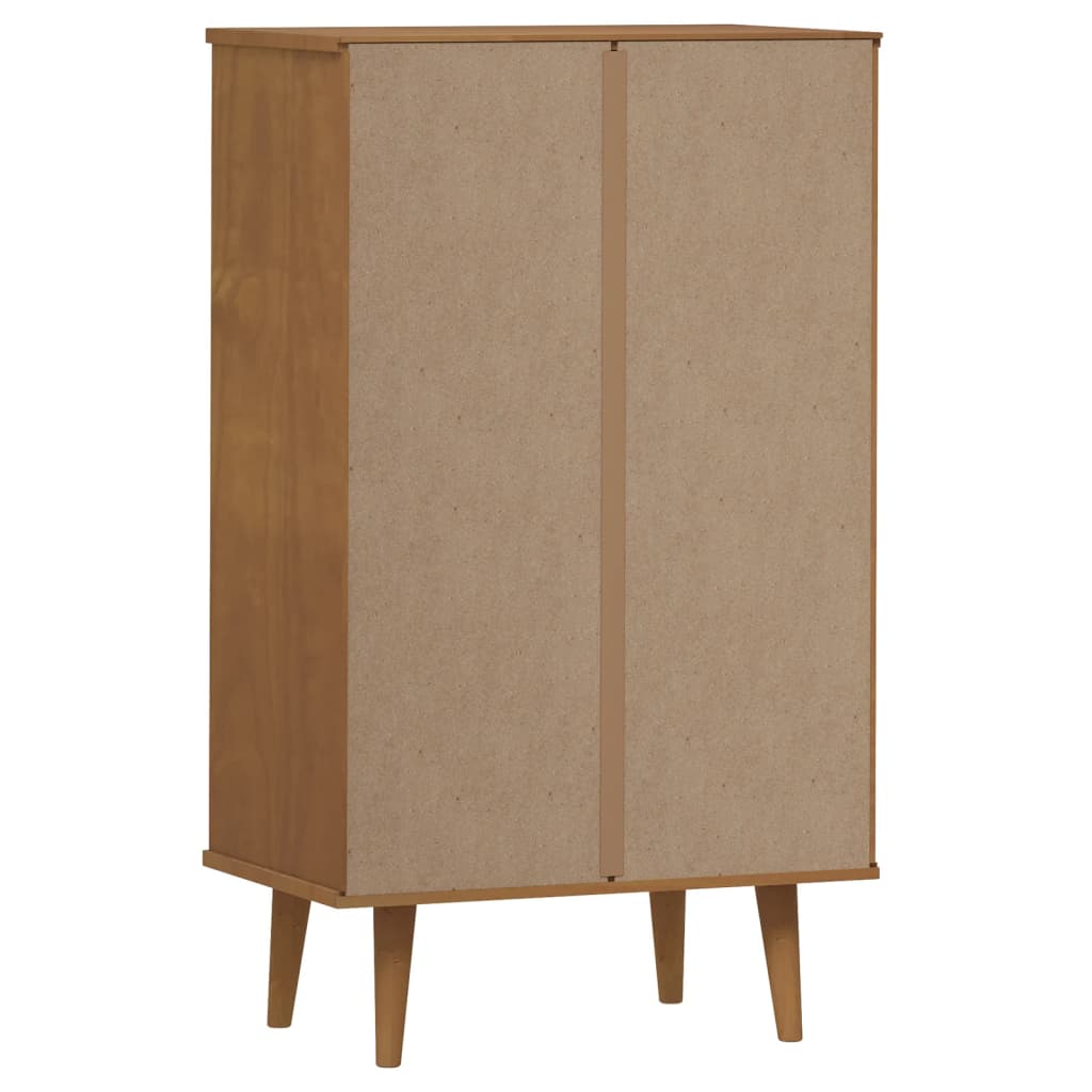 vidaXL Shoe Cabinet MOLDE Brown 59,5x35x103 cm Solid Wood Pine