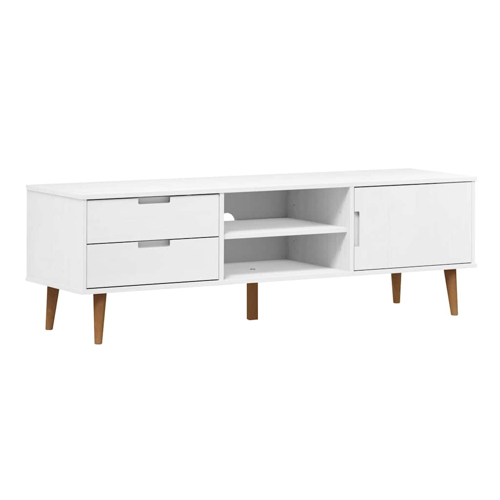 TV Cabinet "MOLDE" White 158x40x49 cm Solid Wood Pine