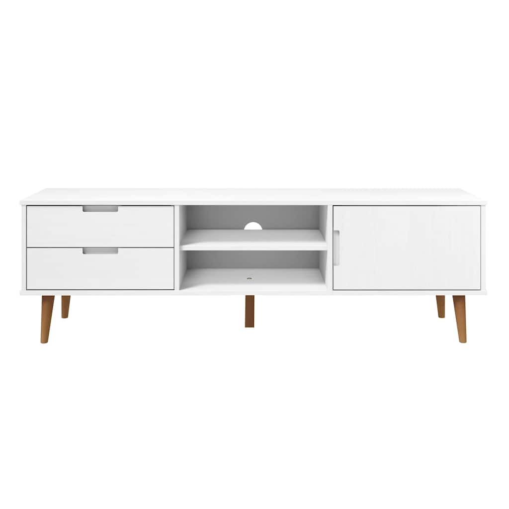 TV Cabinet "MOLDE" White 158x40x49 cm Solid Wood Pine