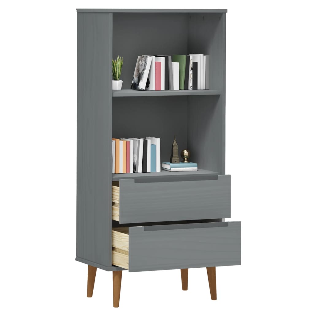 vidaXL Bookcase MOLDE Grey 60x35x133,5 cm Solid Wood Pine